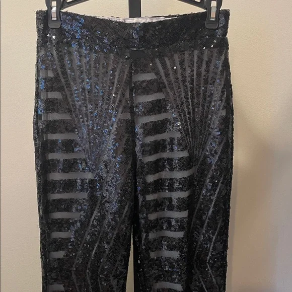 Black Sequin Flare Pants - Picture 2 of 7